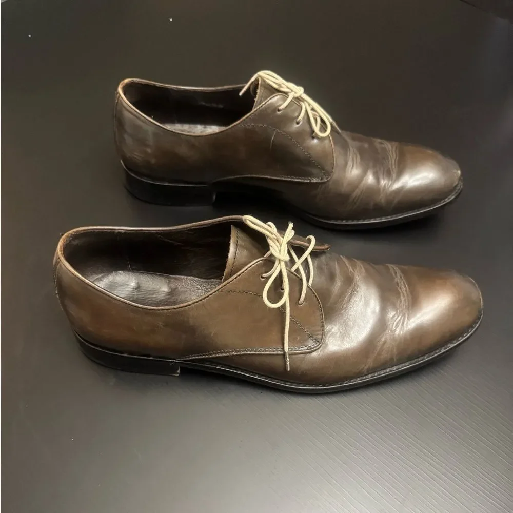 JOHN VARVATOS Star USA Leather Oxfords Size 10 Brown Lace-Up Dress Shoes Men